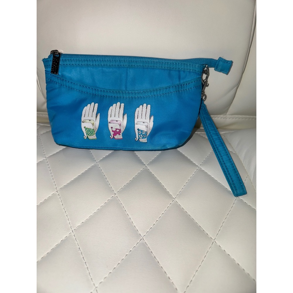 Bloom Designs golf glove and ball Bag‎ Blue  Print Small Zip Bag